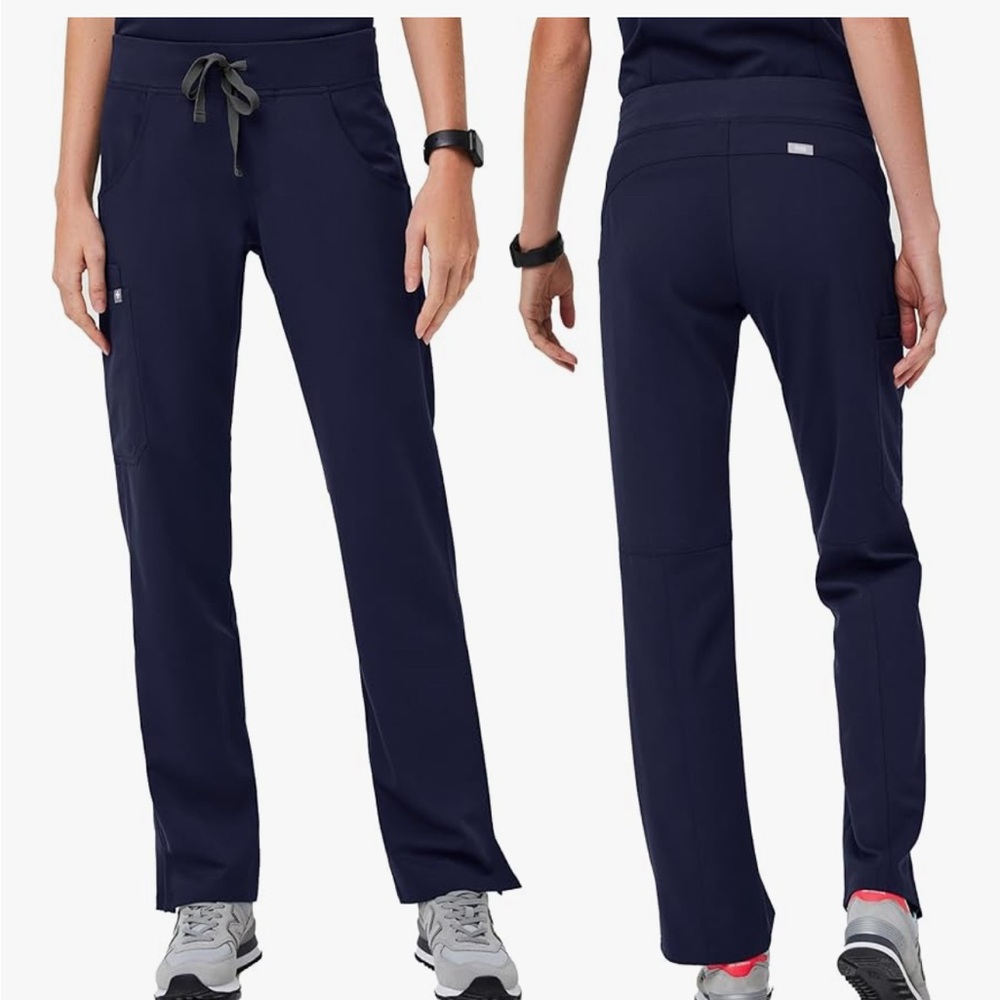 Figs Navy Blue Straight Leg Pants with Adjustable Comfort